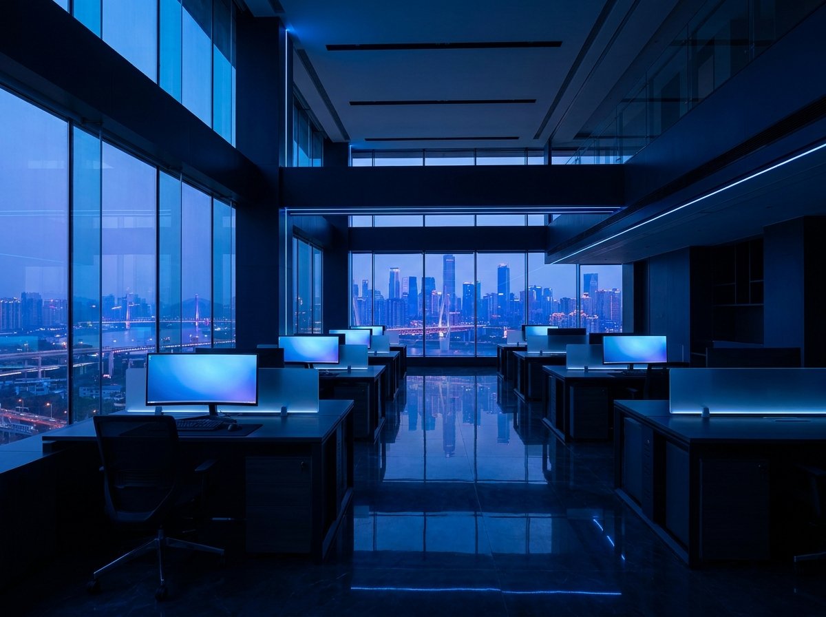 Escritório corporativo da HUB ao entardecer